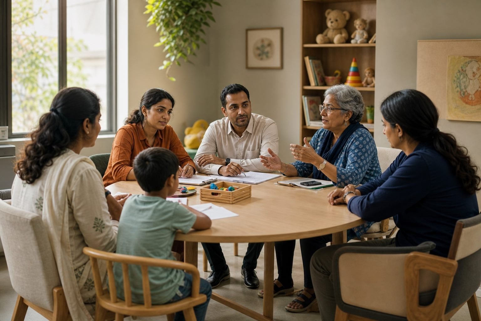 Our multidisciplinary team collaborating with a child and family